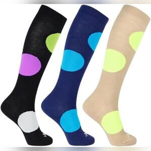 NWT JAVIE Merino Wool Jumbo Dot Compression Socks Knee High Stockings, M